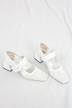 Woven Closed Mary Jane White