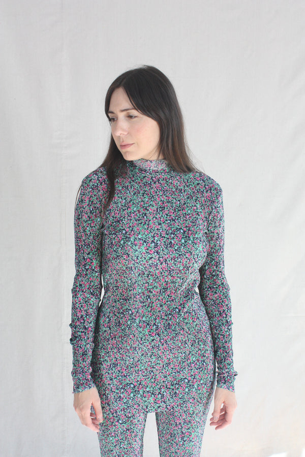 Long Sleeve Floral Tunic Black Multicolor