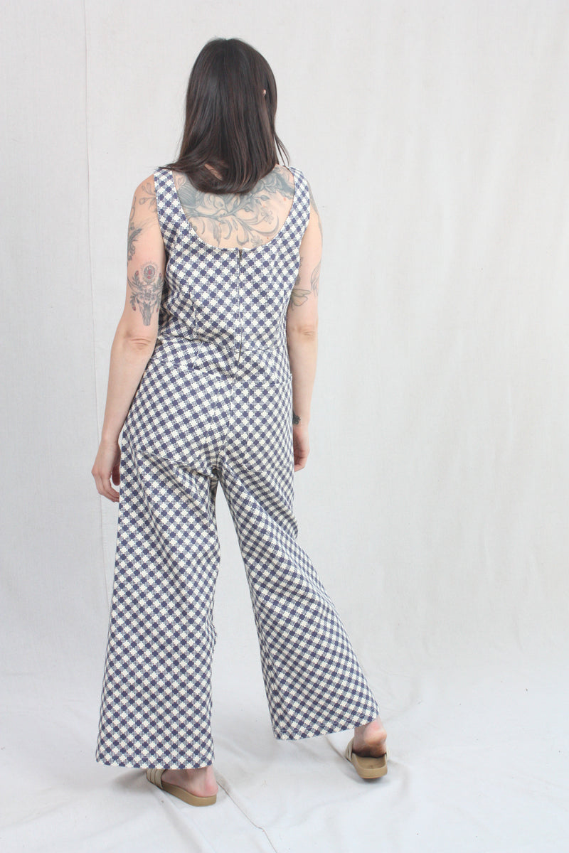 Barnes Jumpsuit Navy and Cream Gingham