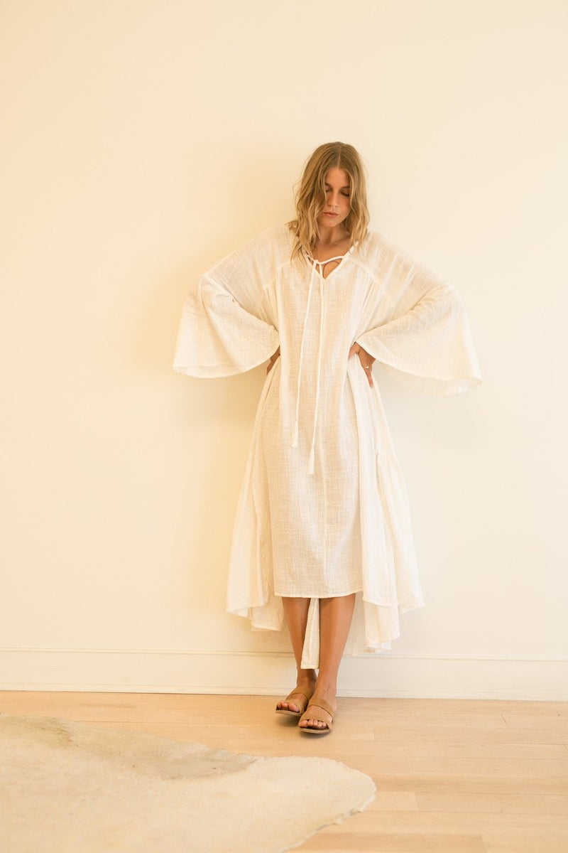 Fernanda Dress White Cotton Gauze Rhoan Fernanda Dress White Cotton Gauze Rhoan