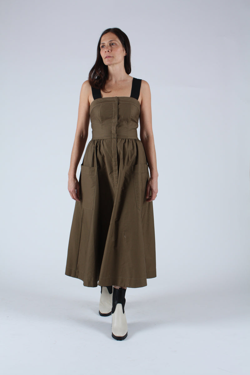 Kizette Cotton Twill Dress Olive – Rhoan