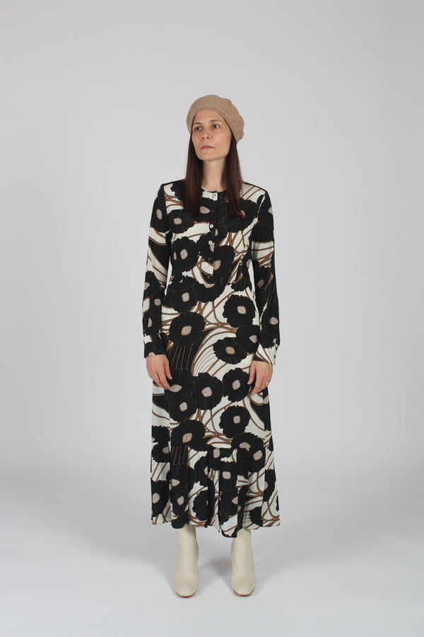 Cessation Dress Black Psychedelic Floral